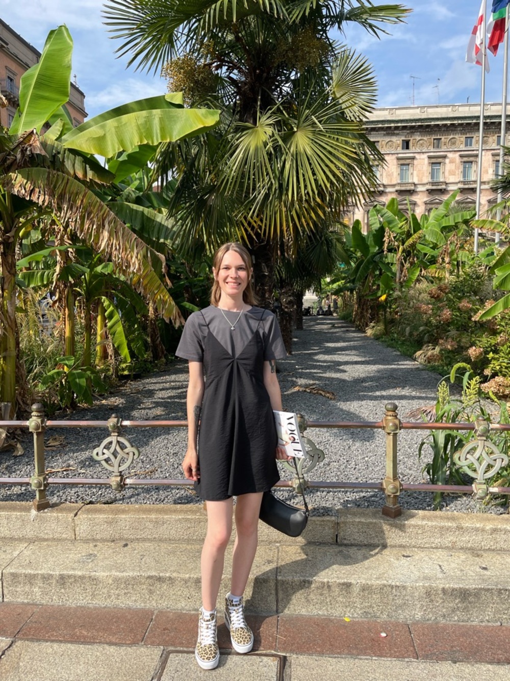 H&M Black Short-Sleeve Layered Mini Dress